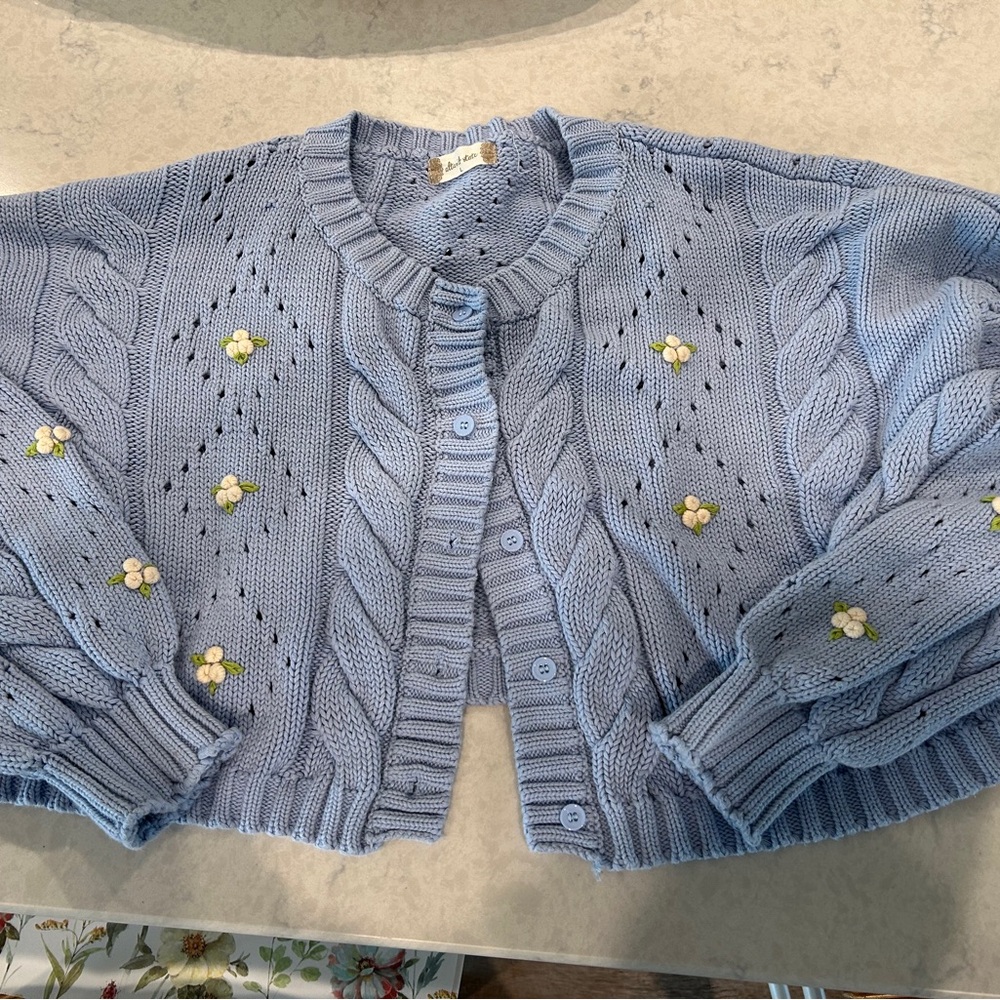 Altar'd State Blue Cable Knit Cardigan